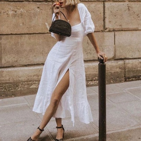 NWT A Classic Piece Reformation Belgium Linen Midi Dress - White - Picture 2 of 11